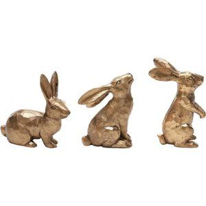 Golden Polyresin Bunny Decor Rabbit Figurines, Easter Bunny